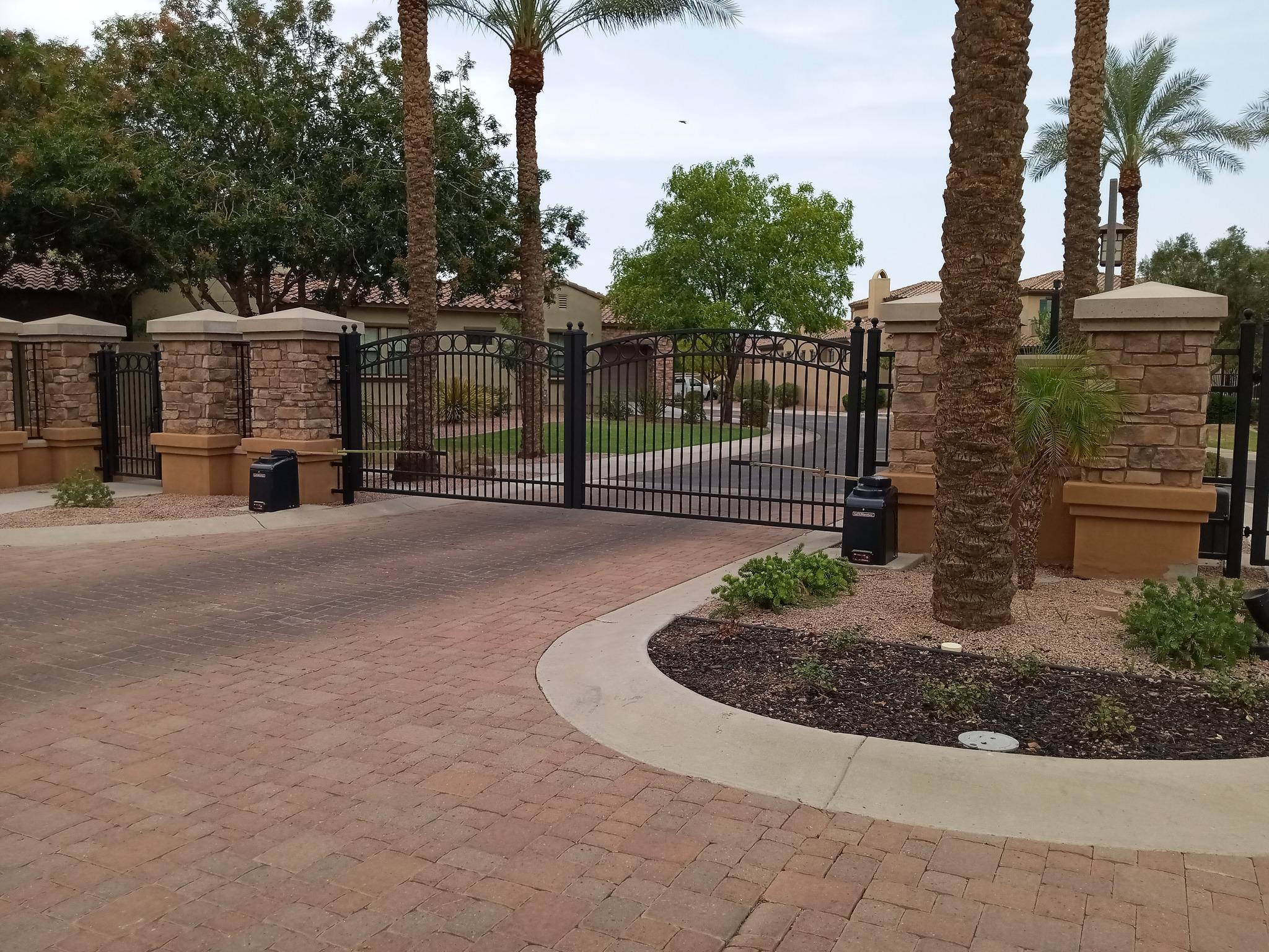 Electric sliding gate system installed at Phoenix commercial property by ParkPro
